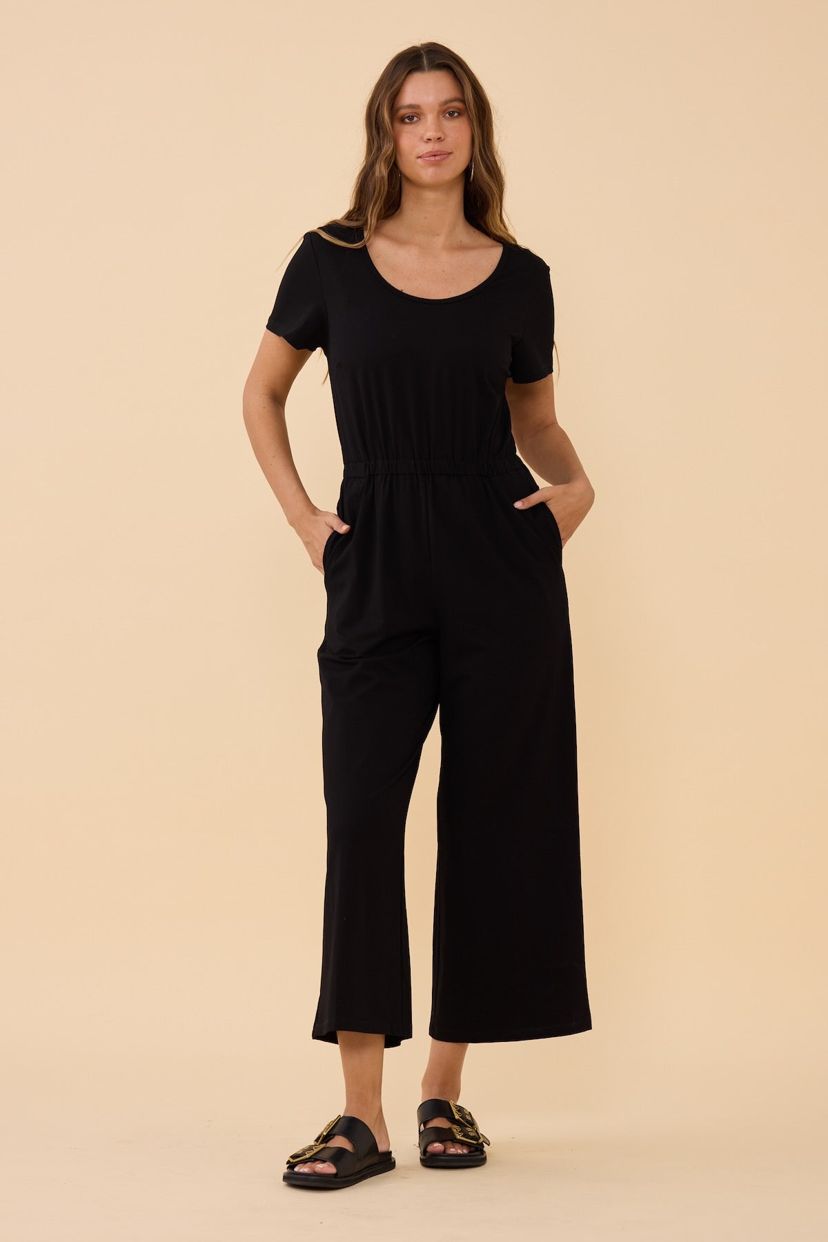 BLACK Stretch Jersey Jumpsuit – Frock Me Out - Main Image