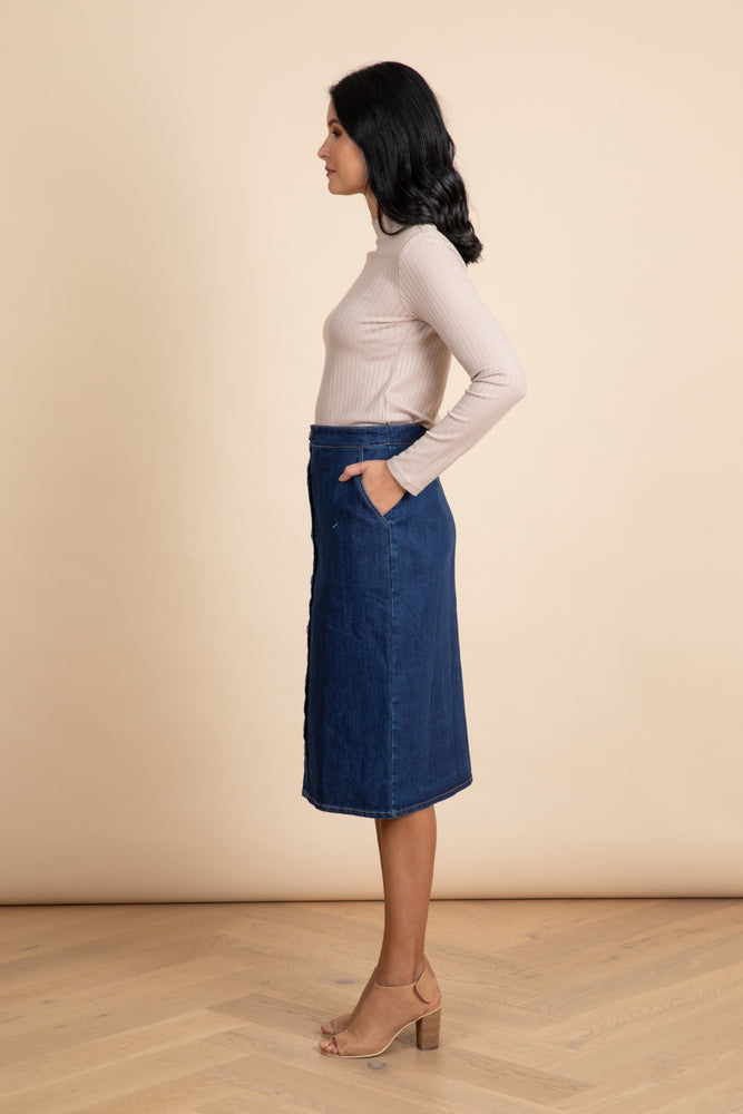 
                  
                    Denim Midi Pocket Skirt
                  
                