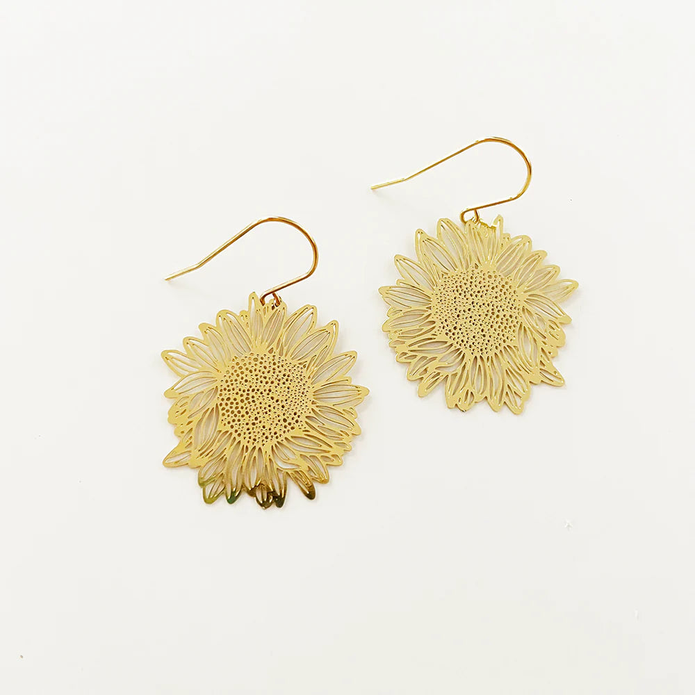 MINI SUNFLOWER Earrings in Gold Frock Me Out