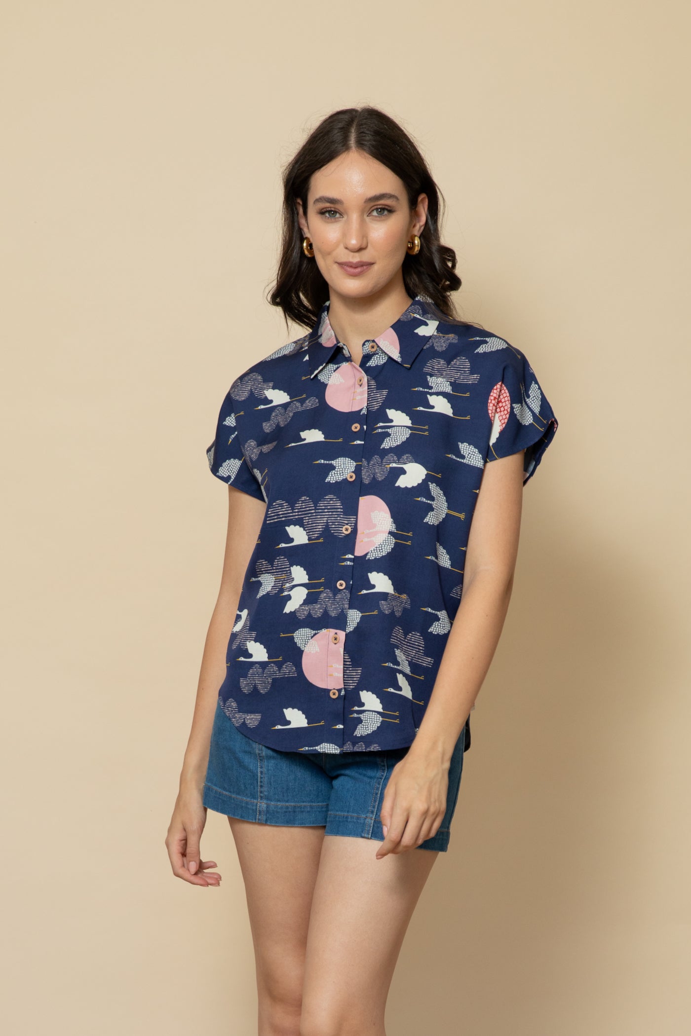 1000 CRANES Capped Sleeve Shirt