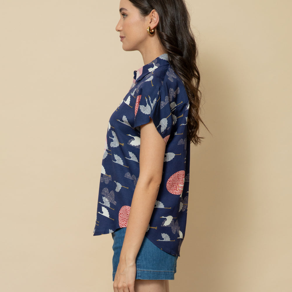 
                      
                        1000 CRANES Capped Sleeve Shirt
                      
                    