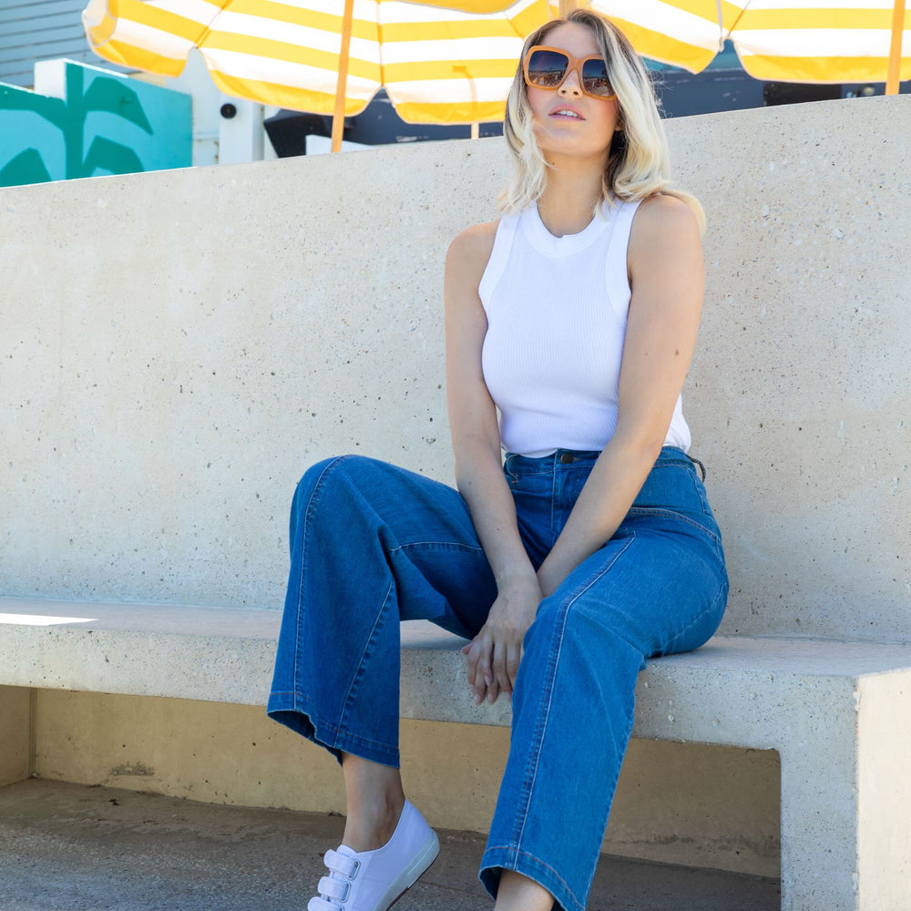 High Waisted Denim Pants (Vintage Wash)