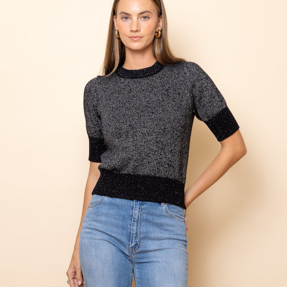 
                      
                        BLACK with SILVER LUREX Elbow Sleeve Knit Jumper
                      
                    