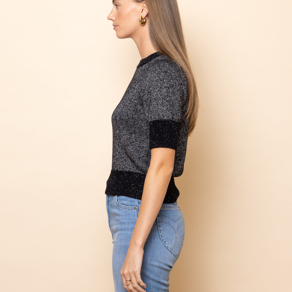 
                      
                        BLACK with SILVER LUREX Elbow Sleeve Knit Jumper
                      
                    