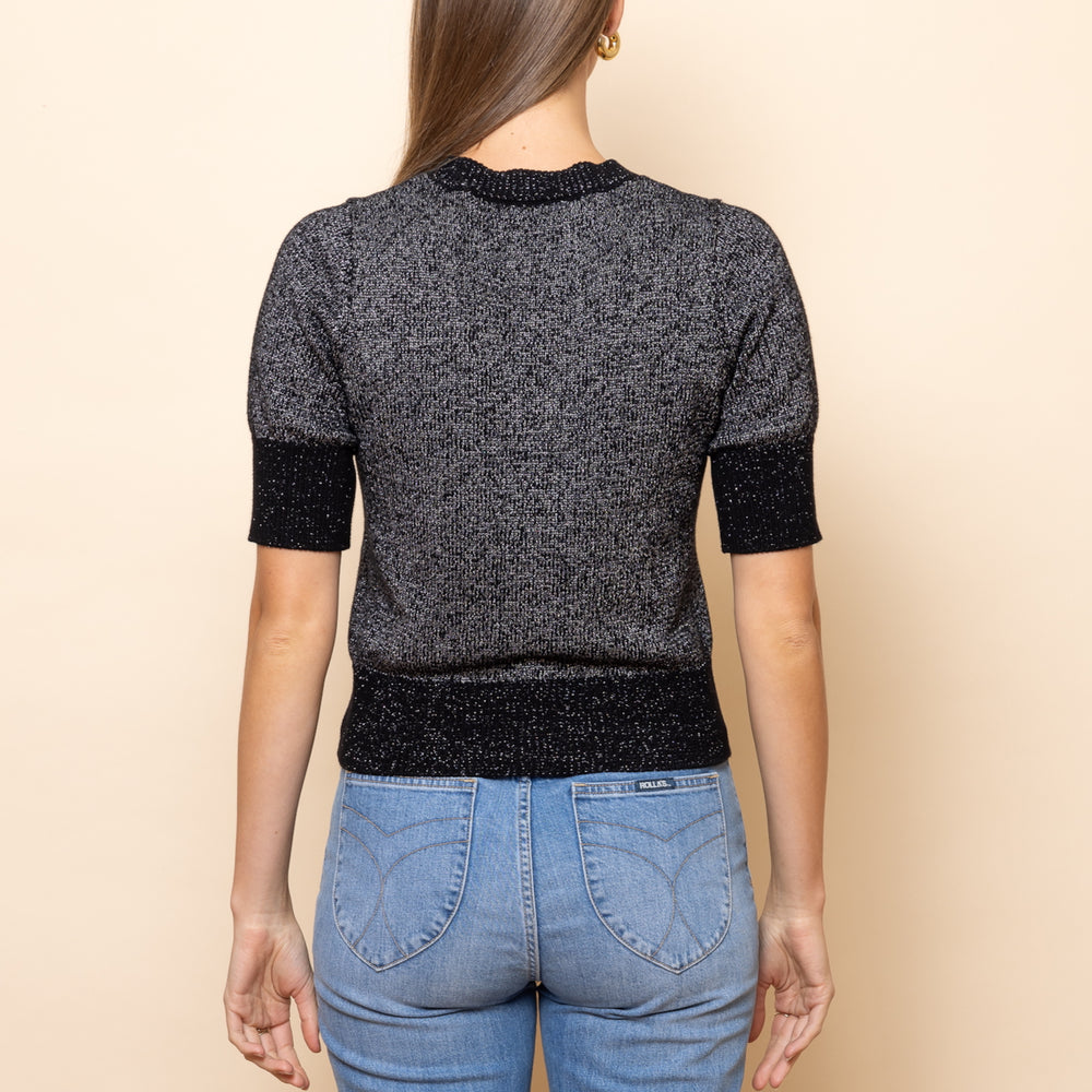 
                      
                        BLACK with SILVER LUREX Elbow Sleeve Knit Jumper
                      
                    