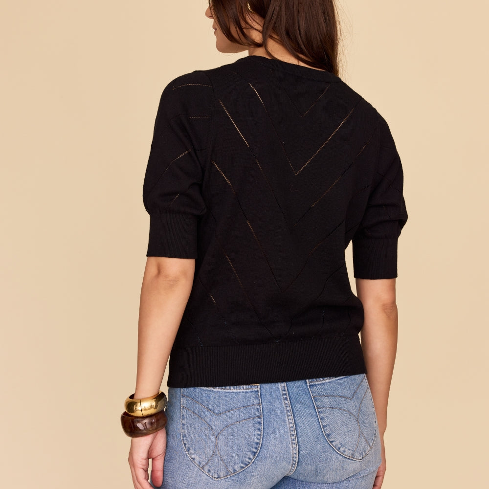 
                      
                        BLACK CHEVRON V Neck Cotton Cashmere Jumper
                      
                    