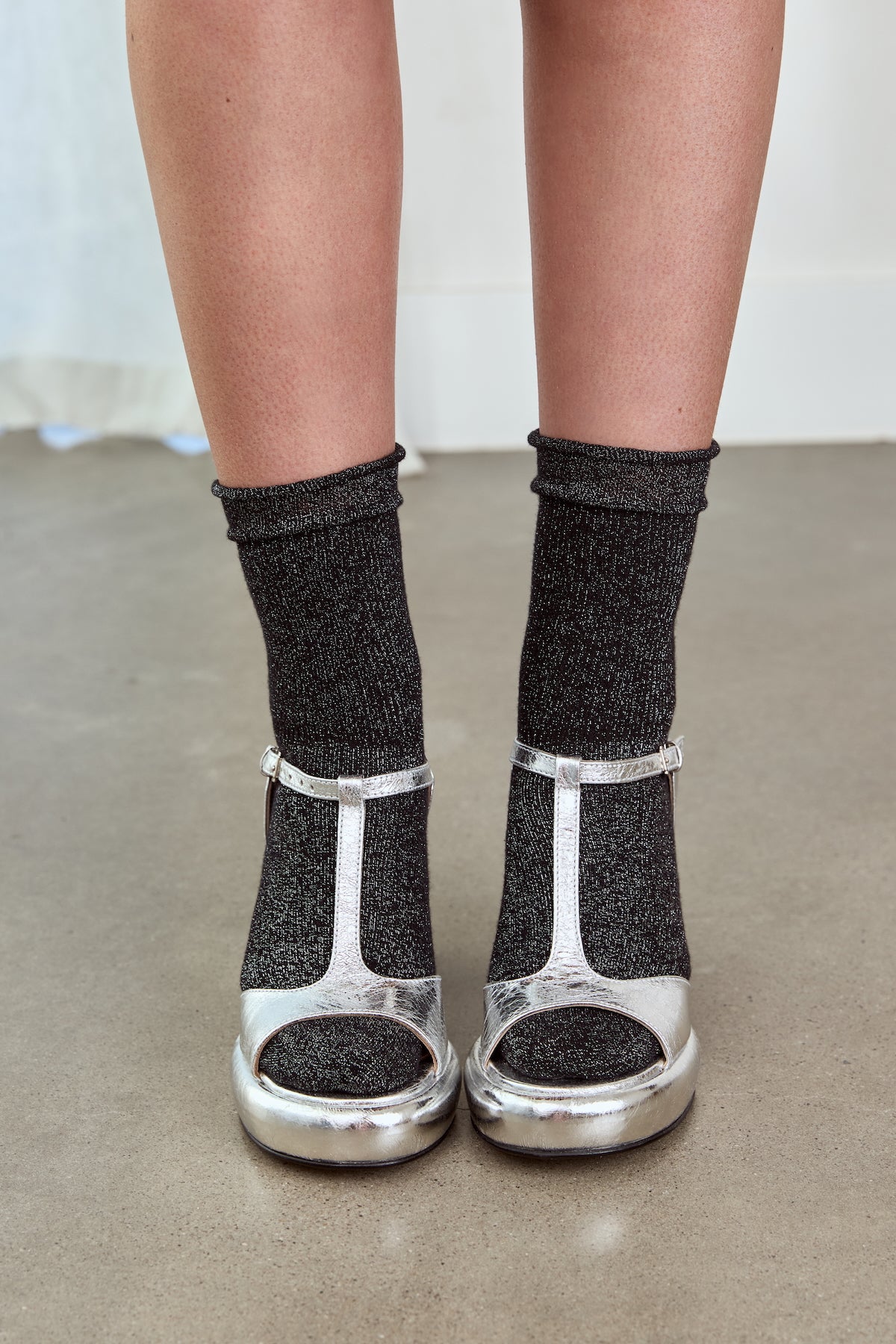 BLACK SILVER LUREX Socks