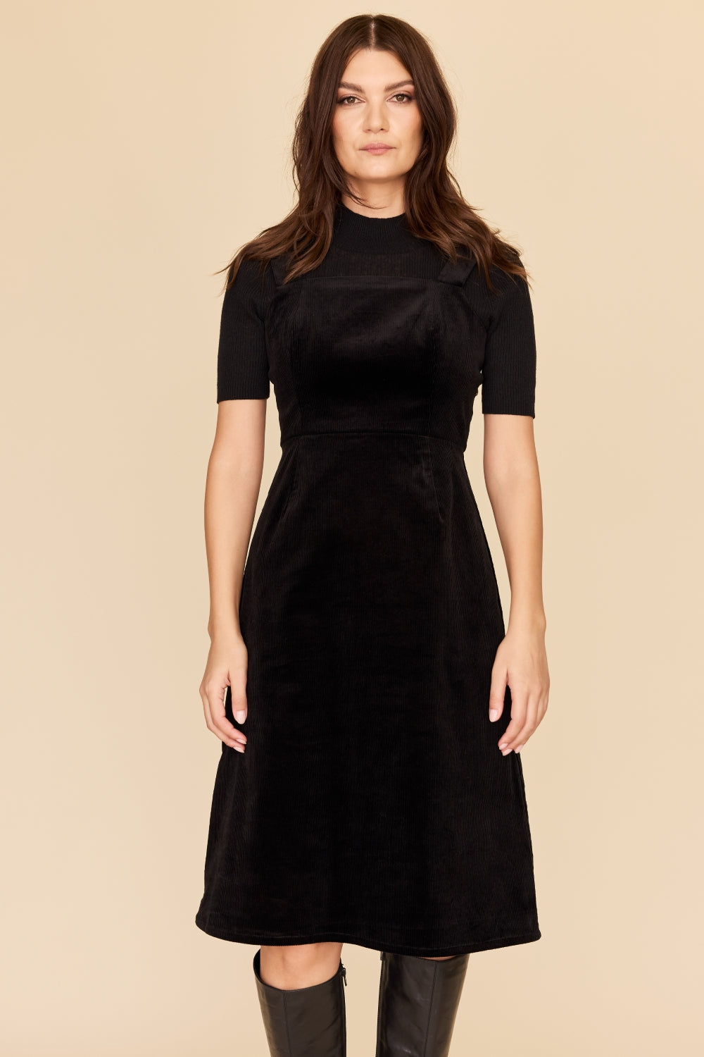 BLACK CORDUROY Apron Dress