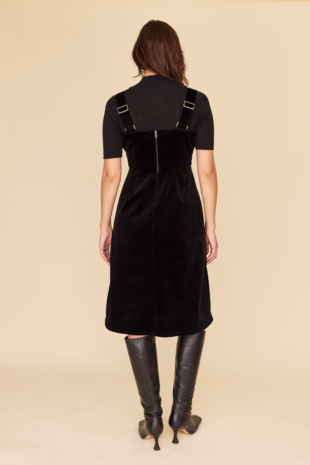 BLACK CORDUROY Apron Dress