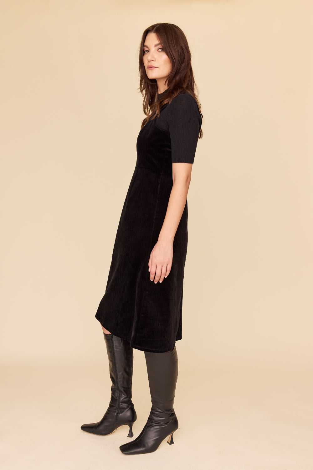 BLACK CORDUROY Apron Dress Frock Me Out BLACK CORDUROY Apron Dress Frock Me Out