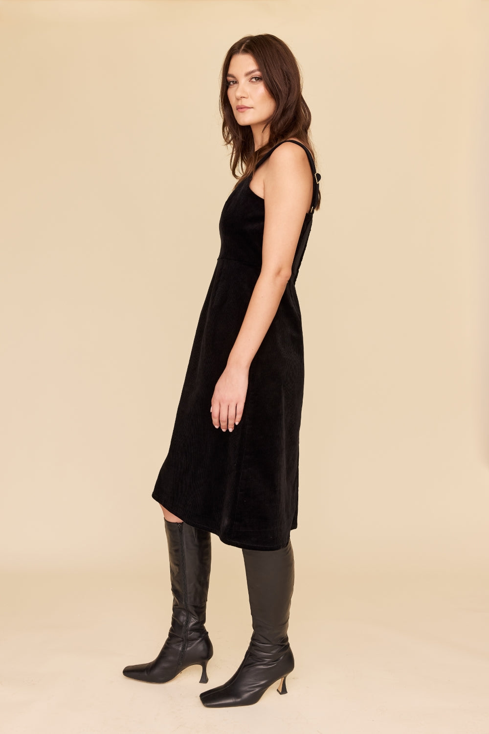 BLACK CORDUROY Apron Dress