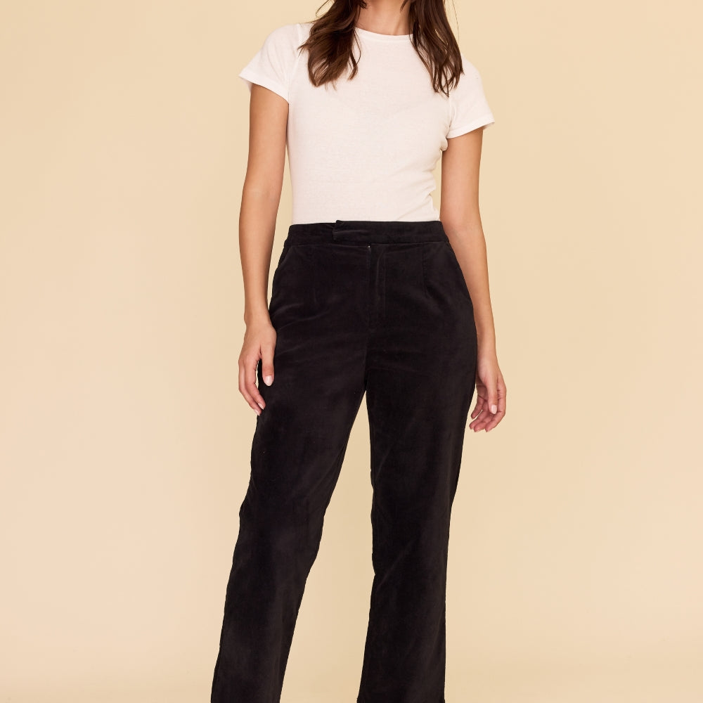 Black Velvet Straight Leg Pants