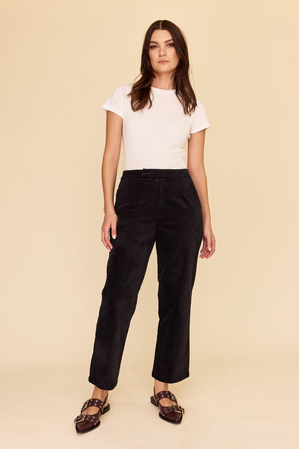 Black Velvet Straight Leg Pants