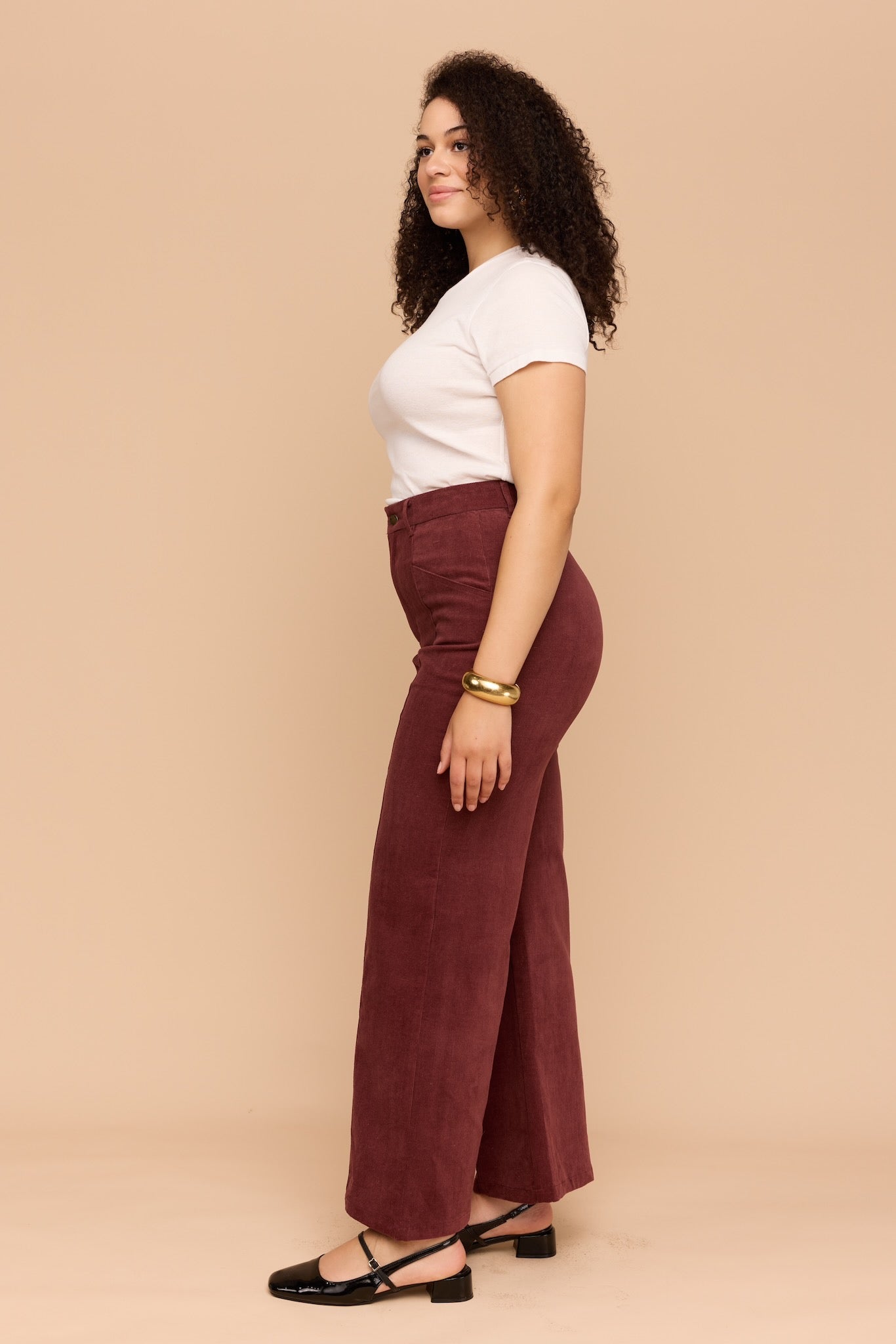 BURGUNDY Corduroy High Waist Pants