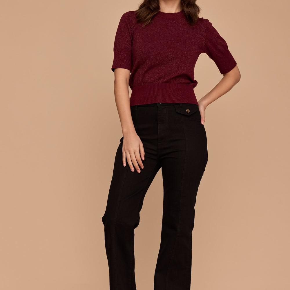 BURGUNDY Lurex Knit Jumper
