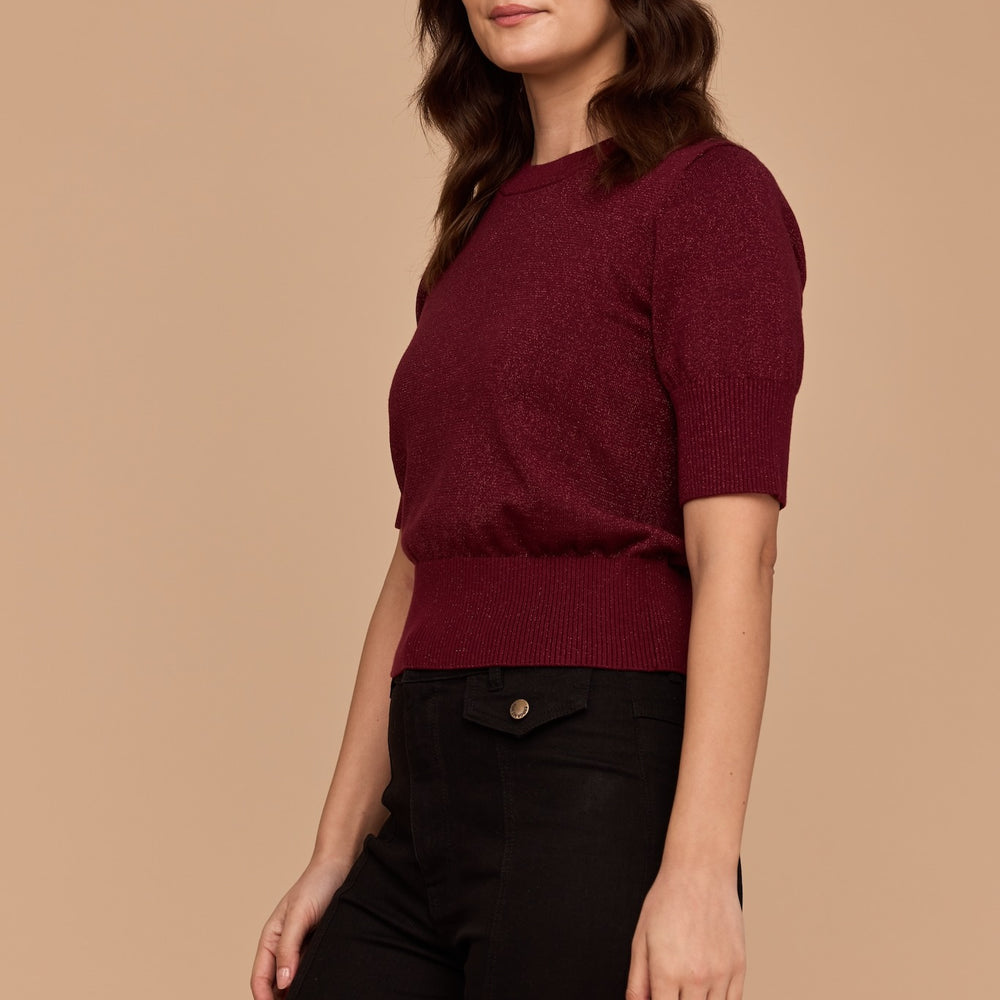 BURGUNDY Lurex Knit Jumper