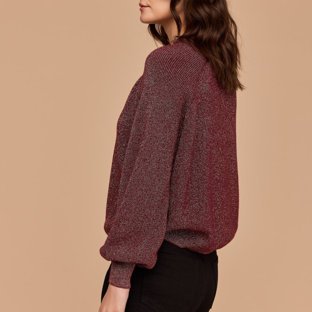 
                      
                        WHOLESALE - BURGUNDY Gold Lurex Knit Cardigan
                      
                    