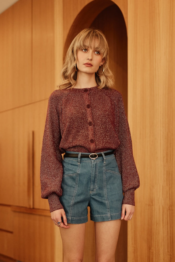 SPARKLING BURGUNDY Knit Cardigan