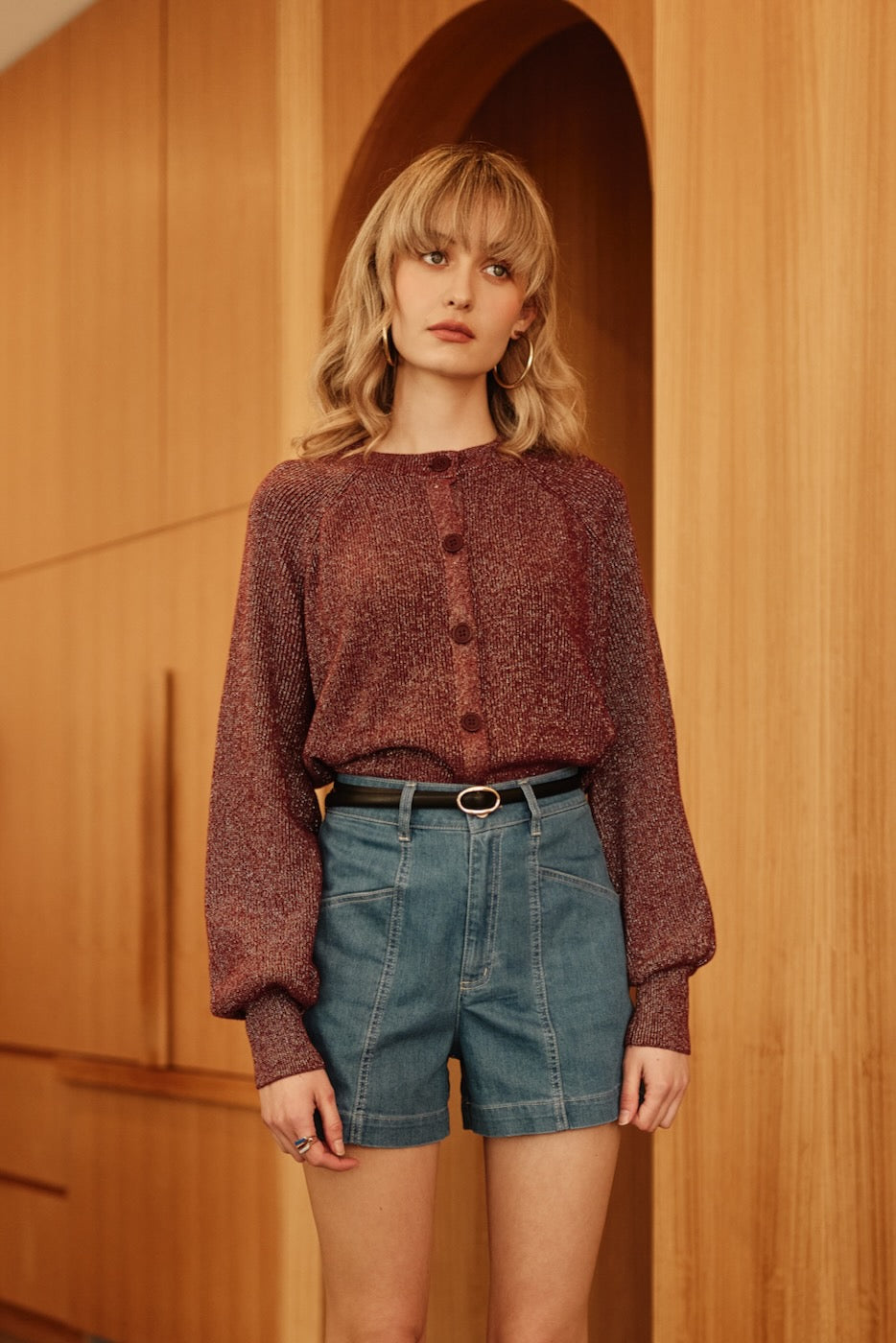 SPARKLING BURGUNDY Knit Cardigan