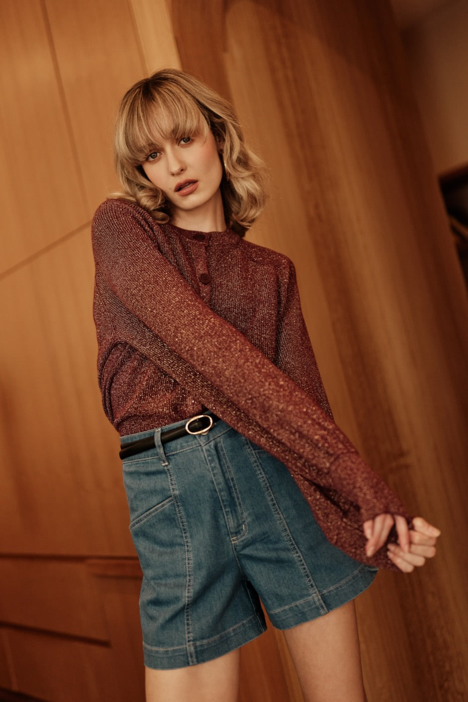 SPARKLING BURGUNDY Knit Cardigan