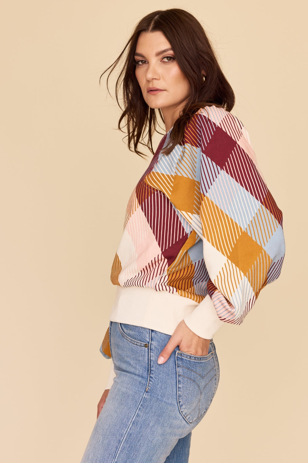 CHECKERED LOVE Batwing Windcheater