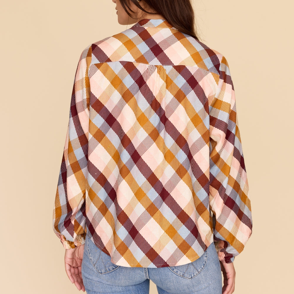 
                      
                        CHECKERED LOVE Bell Sleeve Shirt
                      
                    