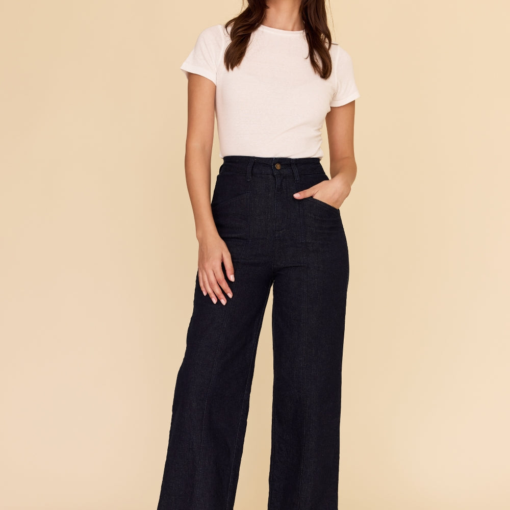 DARK INDIGO Denim High Waisted Jeans