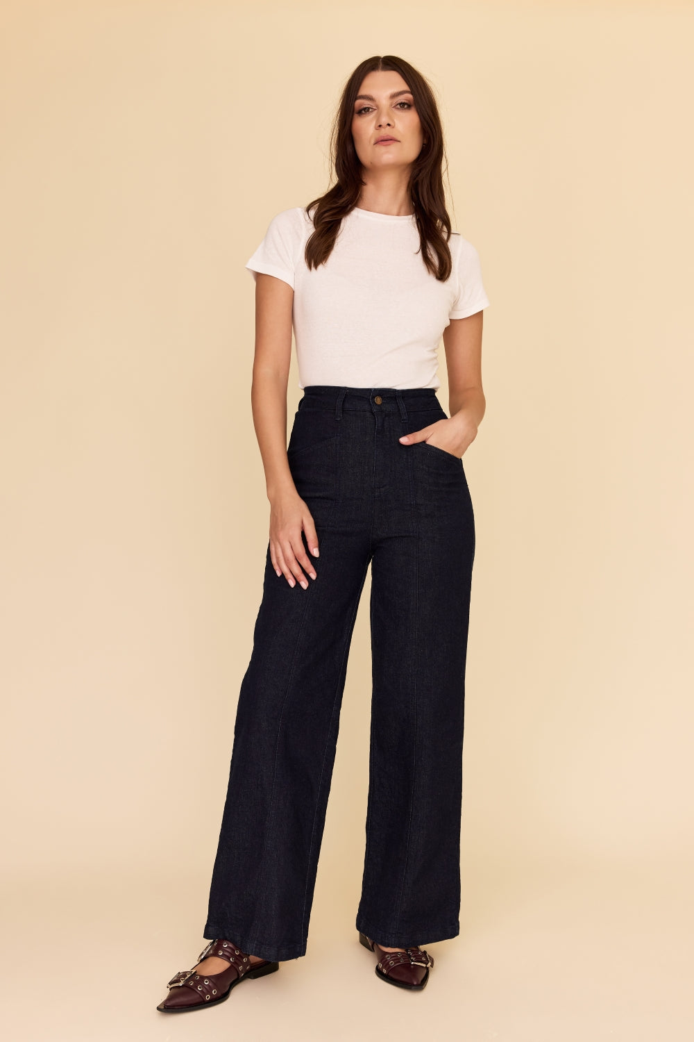 DARK INDIGO Denim High Waisted Jeans