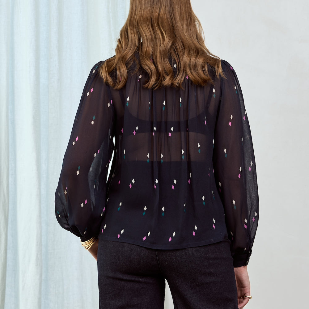 
                      
                        WHOLESALE - DIAMOND POLKA Tie Neck Blouse
                      
                    