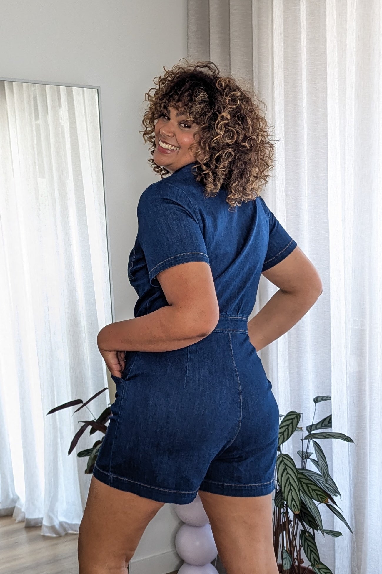 Zip denim playsuit on sale