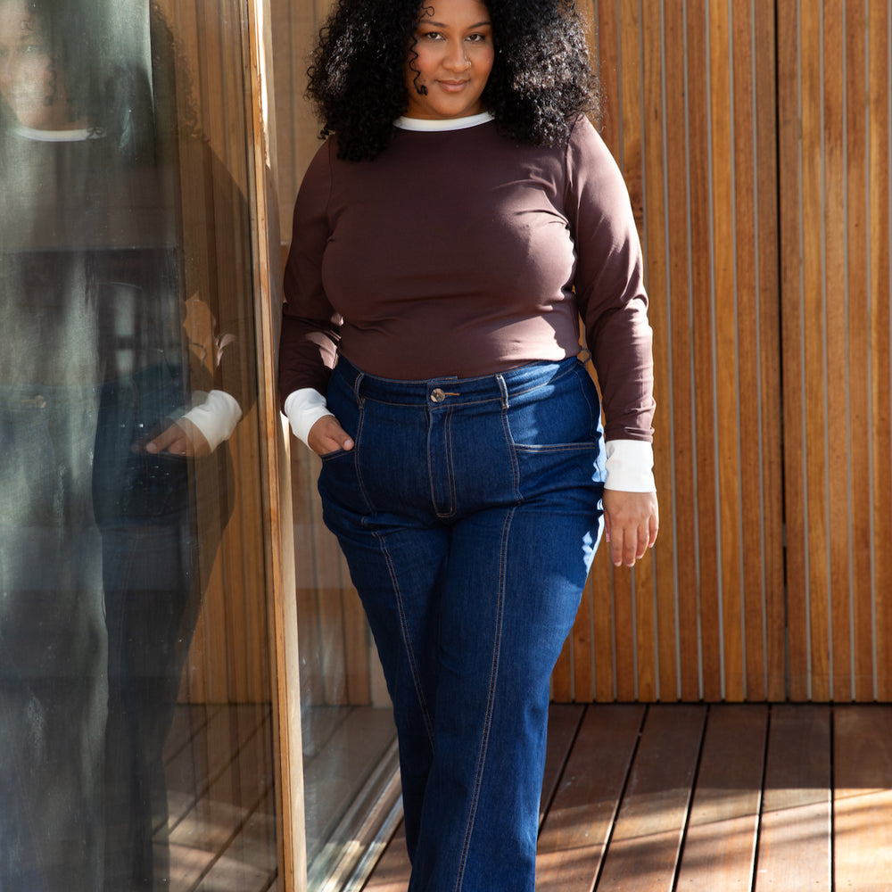 
                      
                        Indigo Denim High Waisted Pants
                      
                    