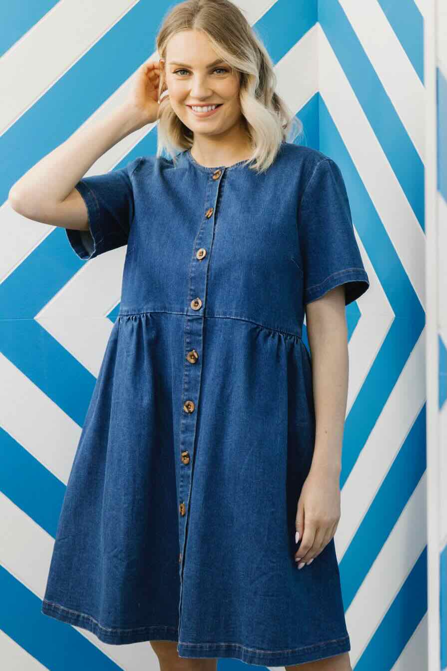 Denim smock 2025 shirt dress