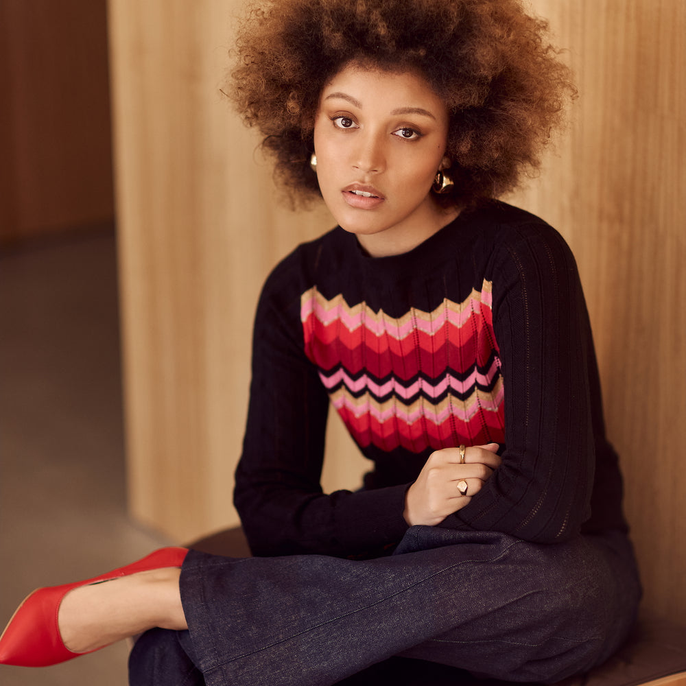
                      
                        WHOLESALE - ZIG ZAG Cotton Cashmere Pointelle Knit Jumper
                      
                    