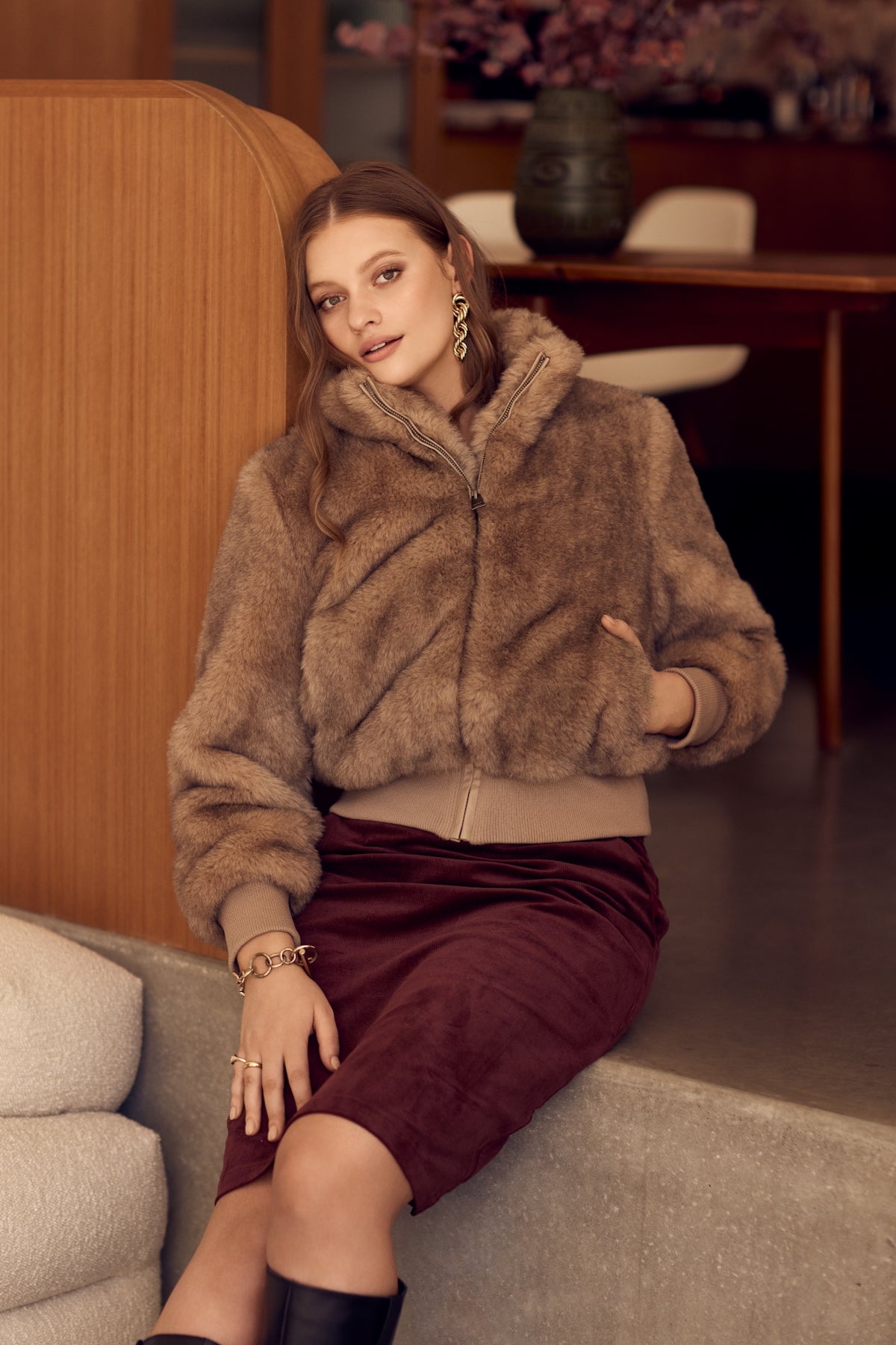 FAUX FUR Bomber Jacket