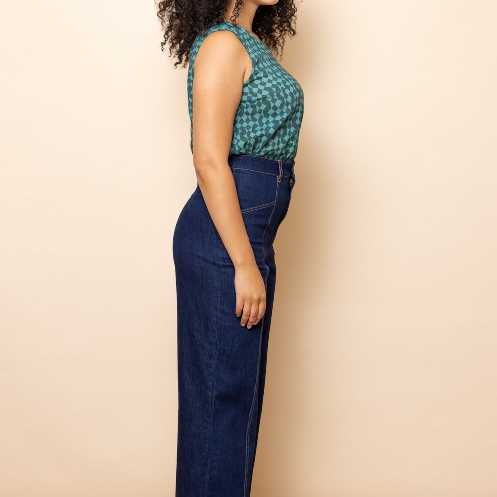 
                      
                        Indigo Denim High Waisted Pants
                      
                    