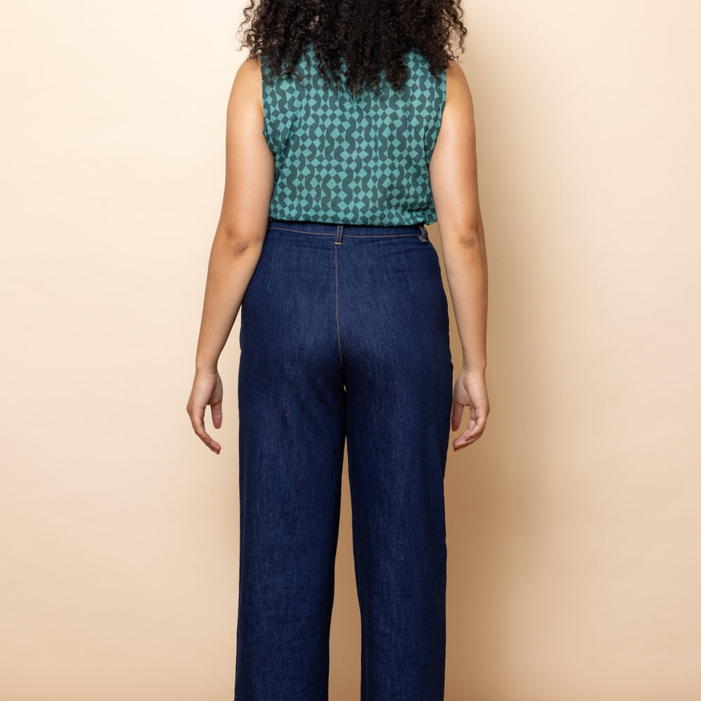 
                      
                        Indigo Denim High Waisted Pants
                      
                    