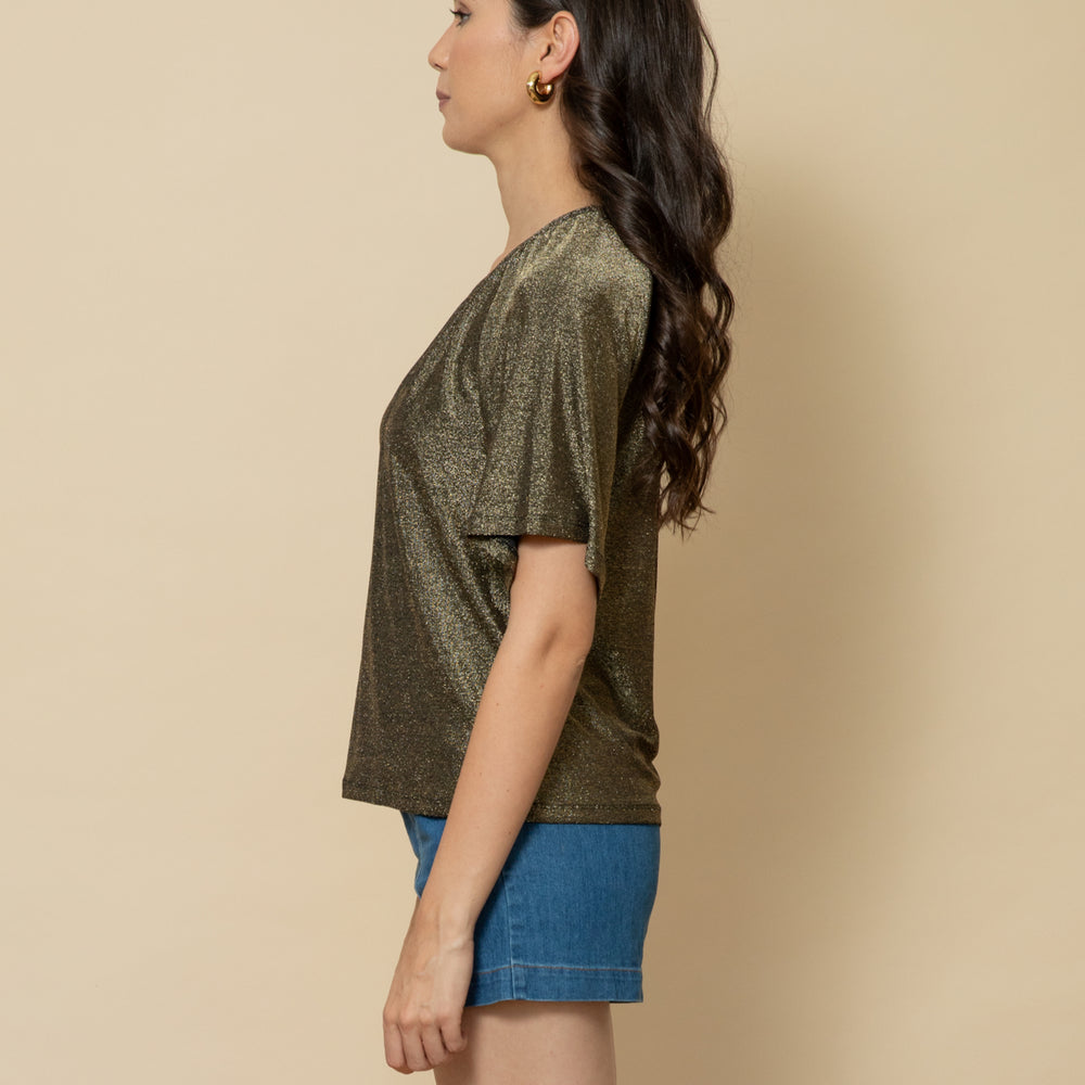 
                      
                        GOLD Fluted Sleeve Lurex Top
                      
                    
