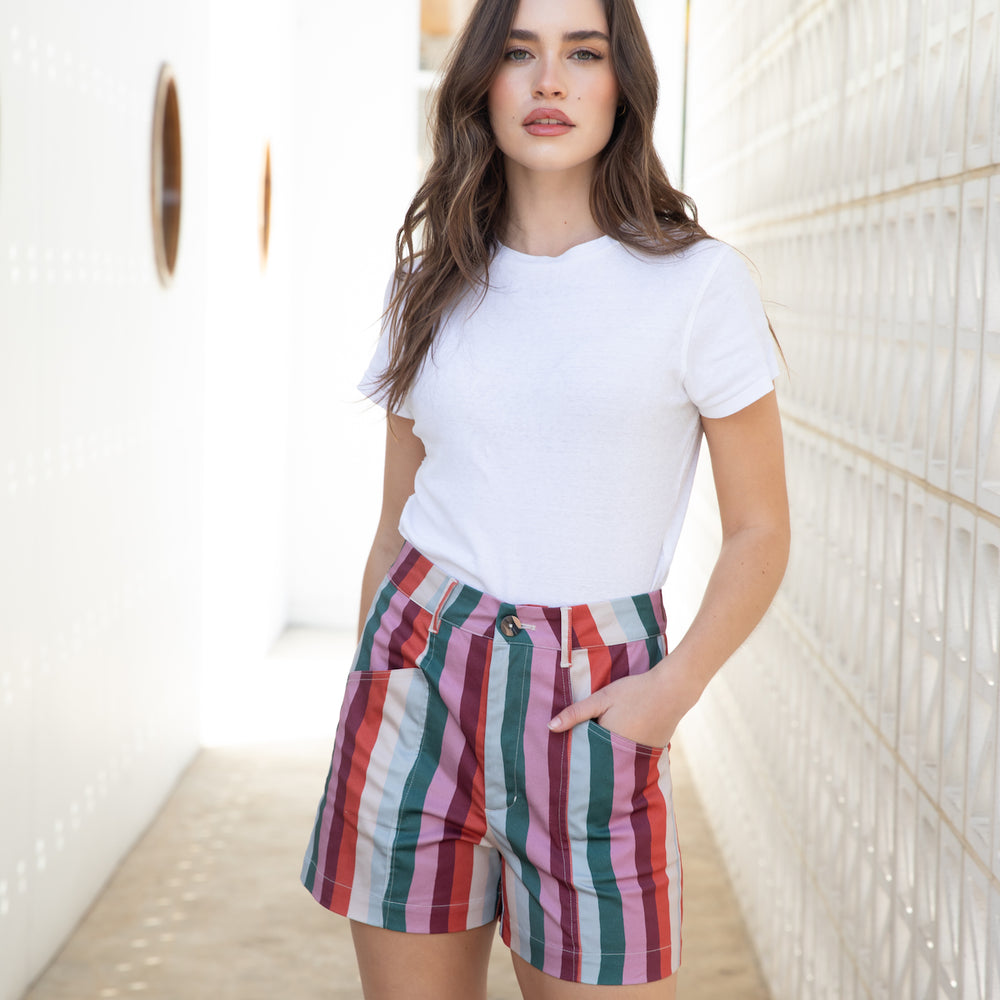 
                      
                        Holiday Stripe High Waisted Shorts
                      
                    