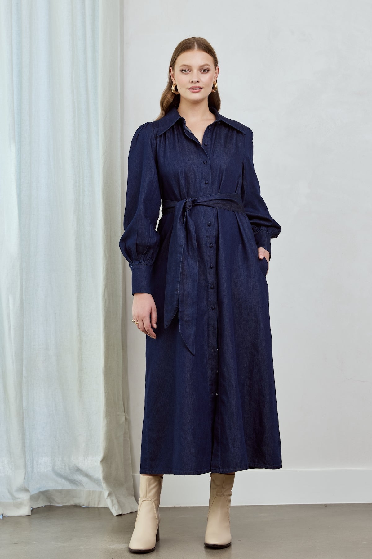 INDIGO CHAMBRAY Midi Shirt Dress – Frock Me Out
