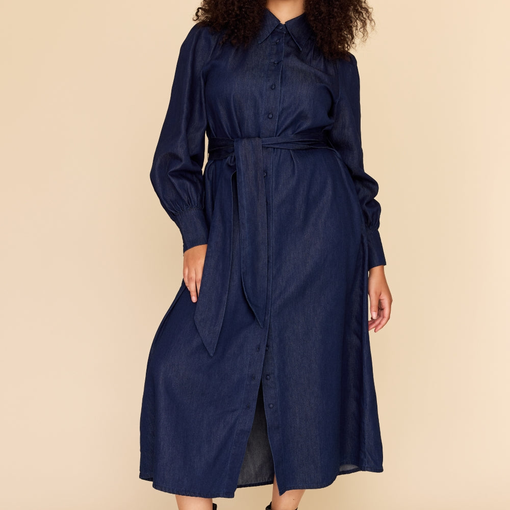 
                      
                        INDIGO CHAMBRAY Midi Shirt Dress
                      
                    