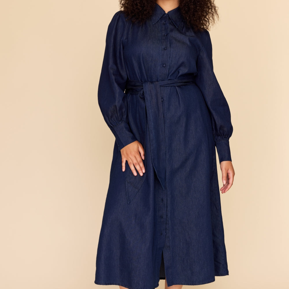 
                      
                        INDIGO CHAMBRAY Midi Shirt Dress
                      
                    
