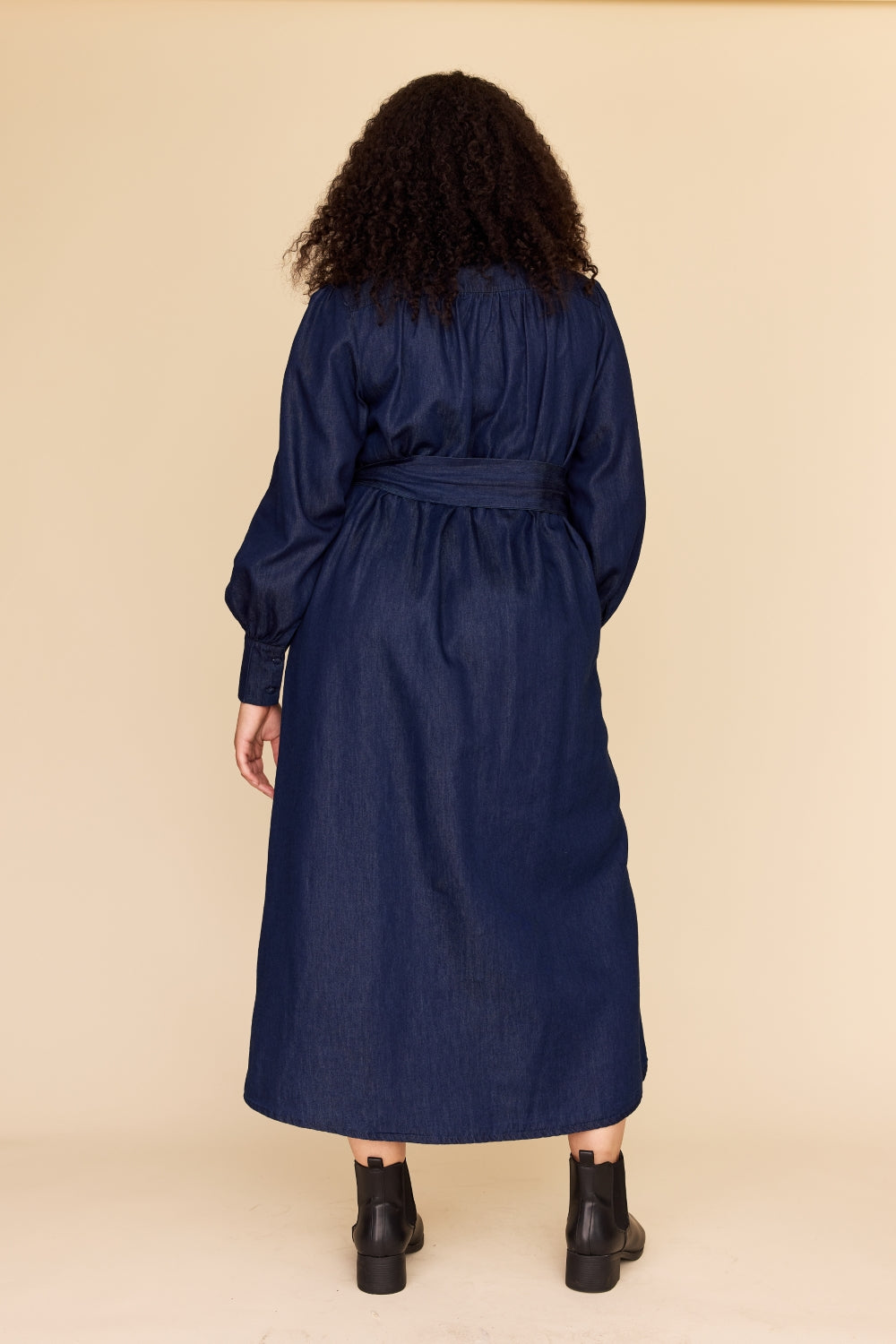 INDIGO CHAMBRAY Midi Shirt Dress
