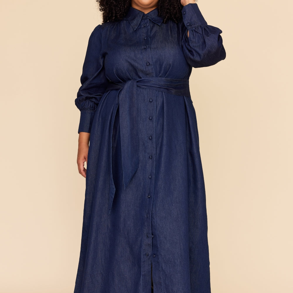 
                      
                        INDIGO CHAMBRAY Midi Shirt Dress
                      
                    