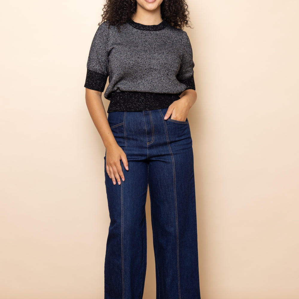 
                      
                        Indigo Denim High Waisted Pants
                      
                    