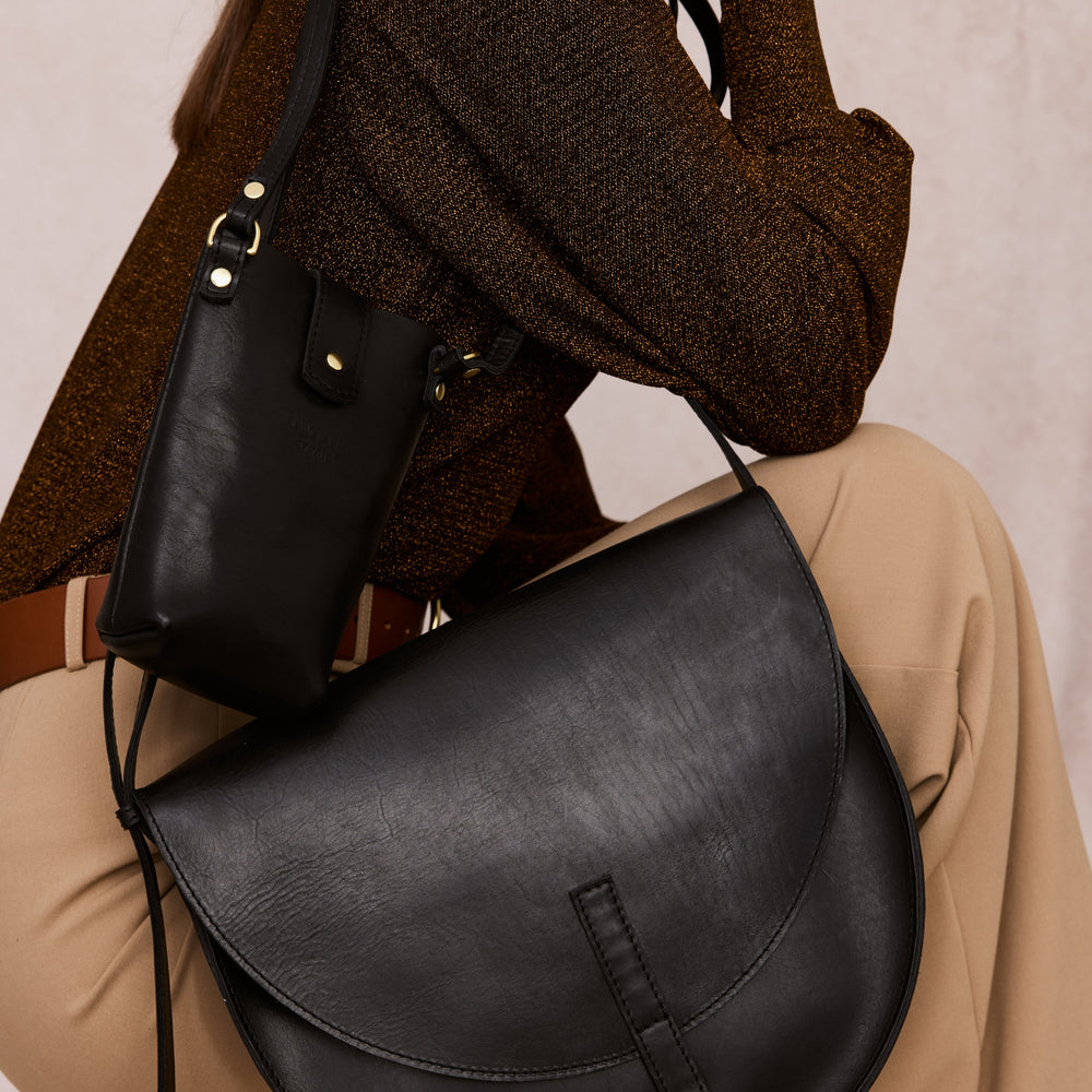 
                      
                        NEW MOON Saddle Bag by Byrd Studio - Licorice Black Leather
                      
                    