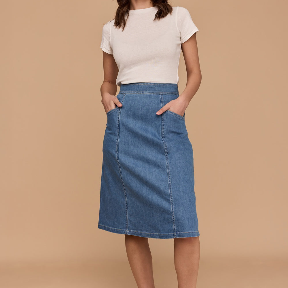 WHOLESALE - DENIM A-line Skirt (Light Vintage Wash)