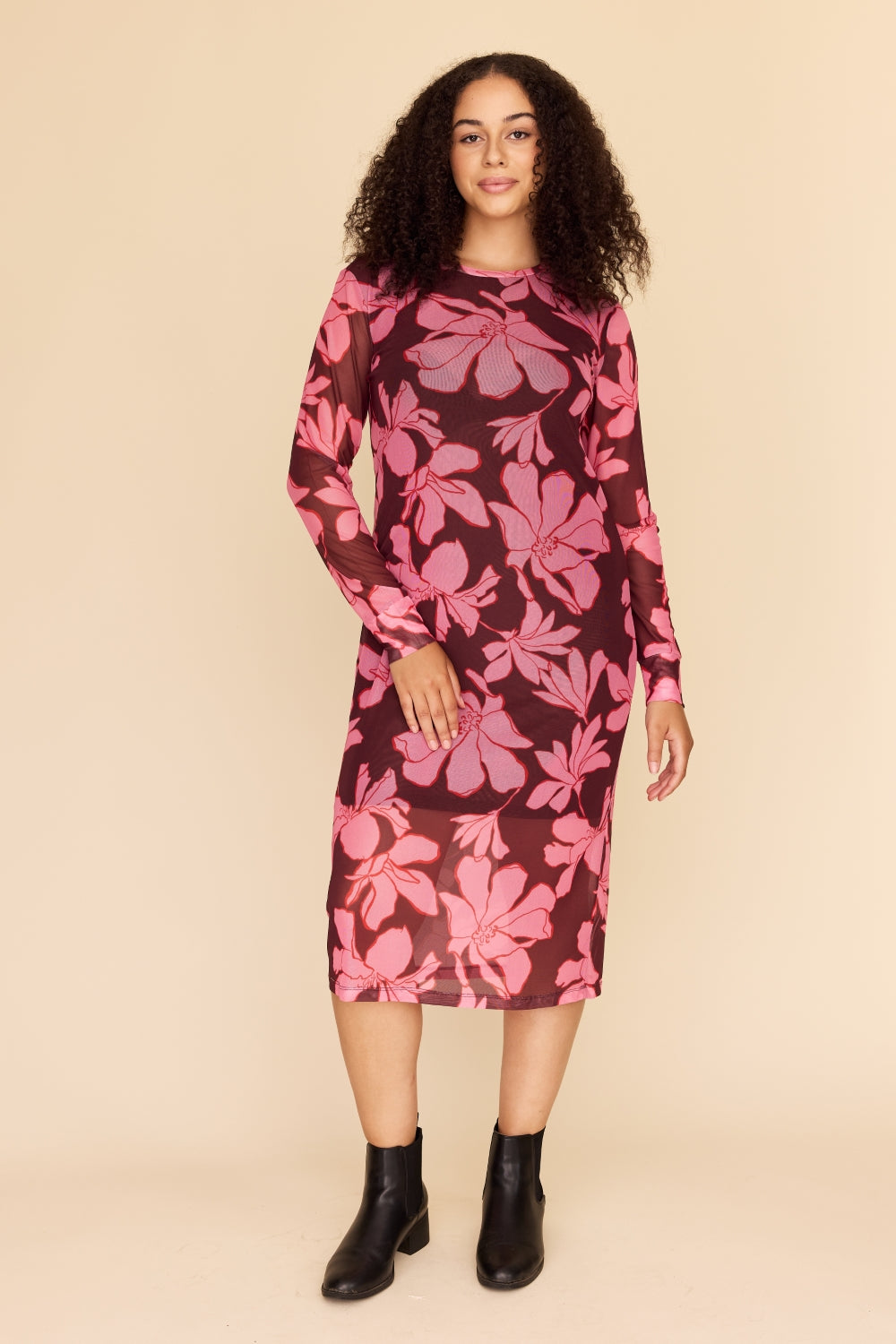 MAGNOLIA Long Sleeve Mesh Dress