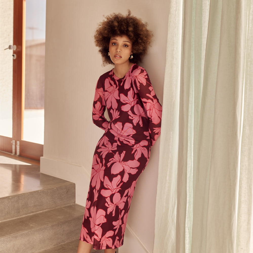 MAGNOLIA Long Sleeve Mesh Dress