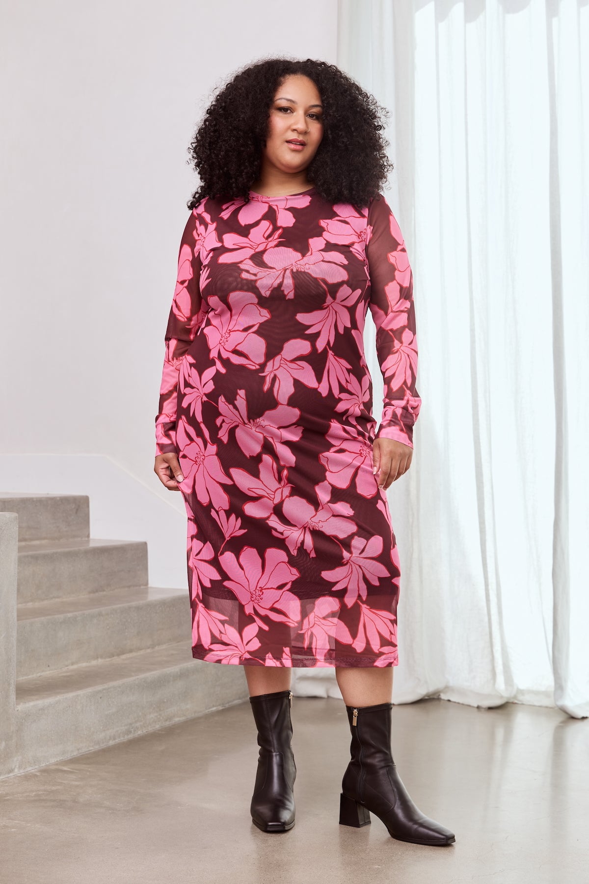 MAGNOLIA Long Sleeve Mesh Dress