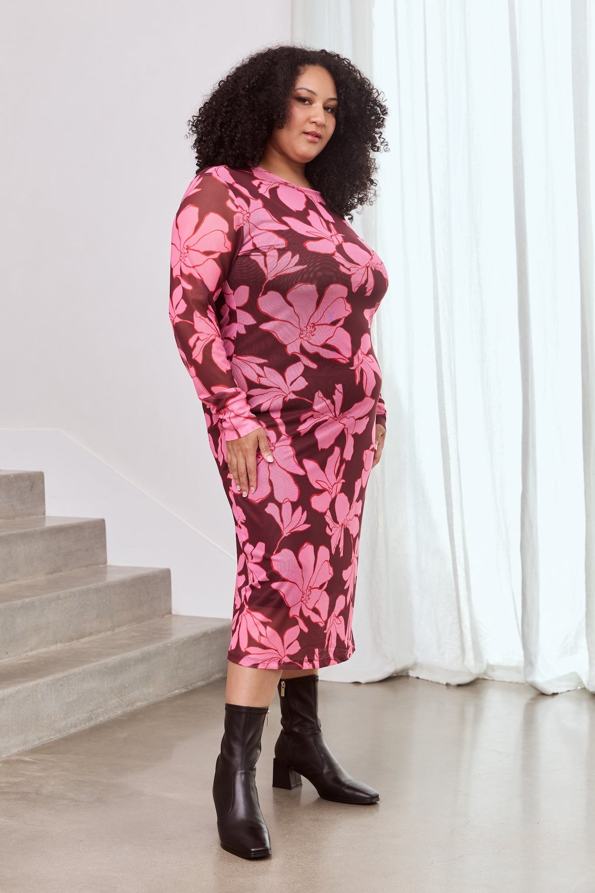 MAGNOLIA Long Sleeve Mesh Dress